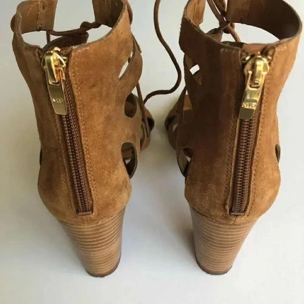 MARC FISCHER SUEDE LACE-UP BLOCK HEEL SANDAL